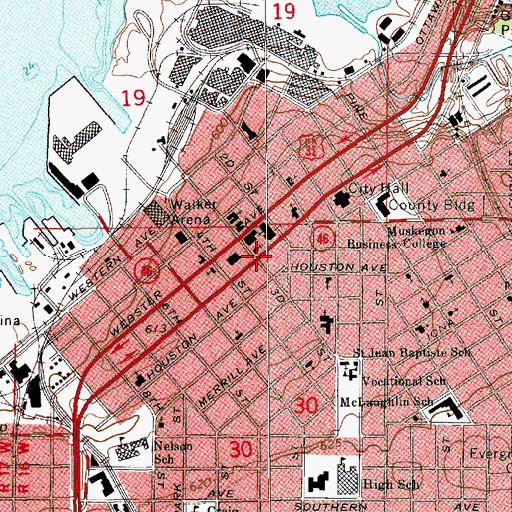 Topographic Map of First Church of Christ Scientist, MI