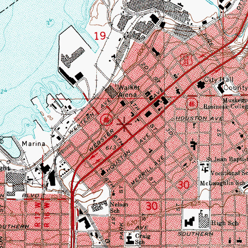 Topographic Map of Temple B'Nai Israel, MI