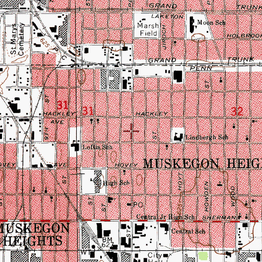 Topographic Map of Peck Street Church of Christ, MI