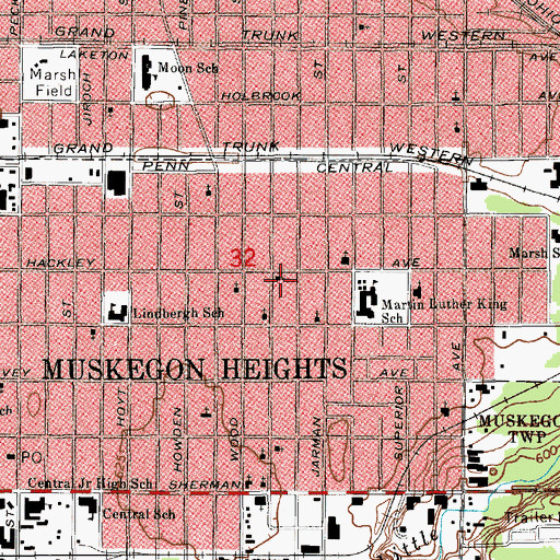 Topographic Map of New Jerusalem Baptist Church, MI