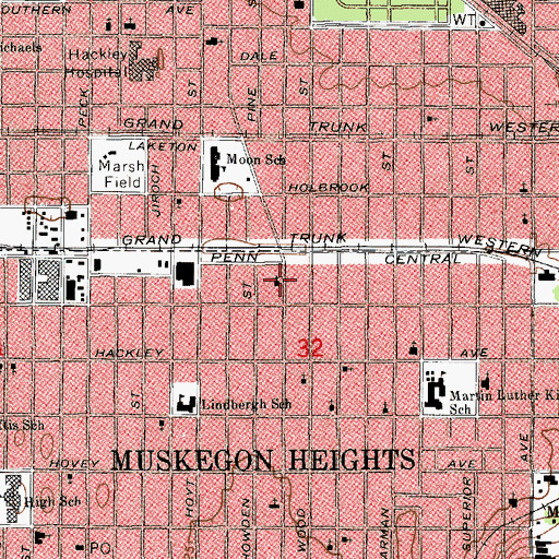 Topographic Map of Morning Star Baptist Church, MI