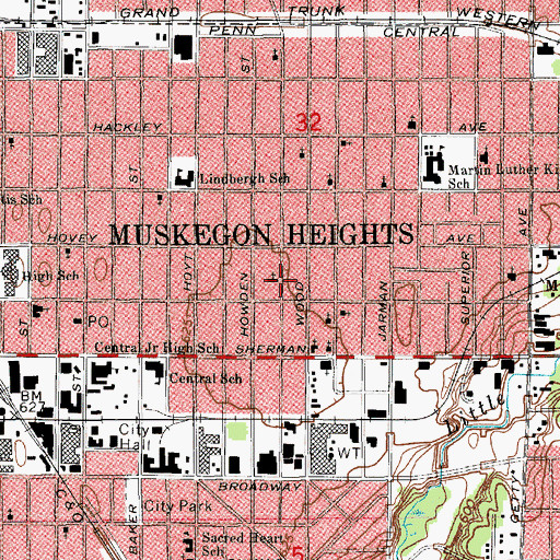 Topographic Map of Greater Harvest Baptist Church, MI