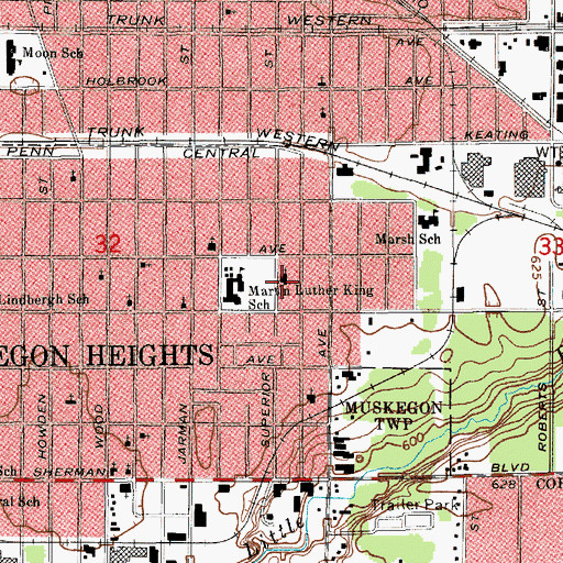 Topographic Map of Queen Esther Baptist Church, MI