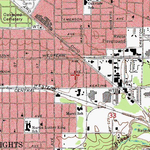 Topographic Map of Grace Memorial Baptist Church, MI