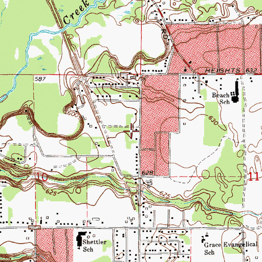 Topographic Map of Church of Christ of Sheridan Road, MI