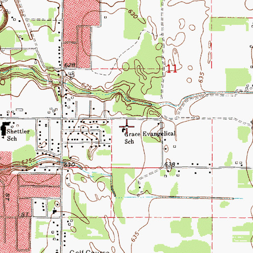 Topographic Map of Grace Evangelical Lutheran Church, MI
