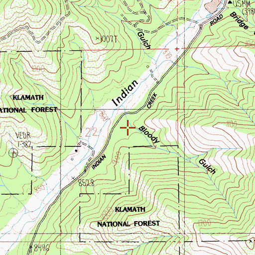 Topographic Map of Bloody Gulch, CA