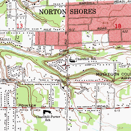 Topographic Map of Lake Harbor United Methodist Church, MI