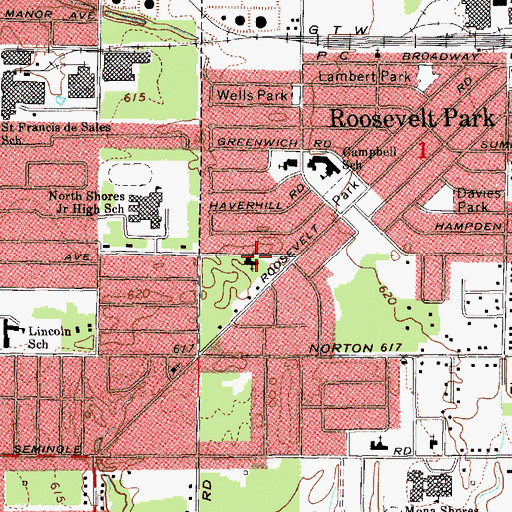 Topographic Map of Trinity Lutheran Church, MI