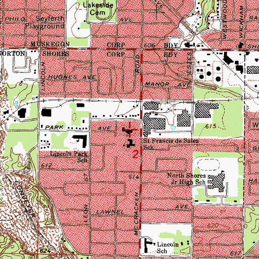 Topographic Map of Saint Francis de Sales Church, MI