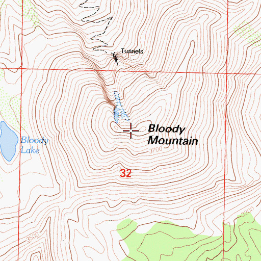 Topographic Map of Bloody Mountain, CA