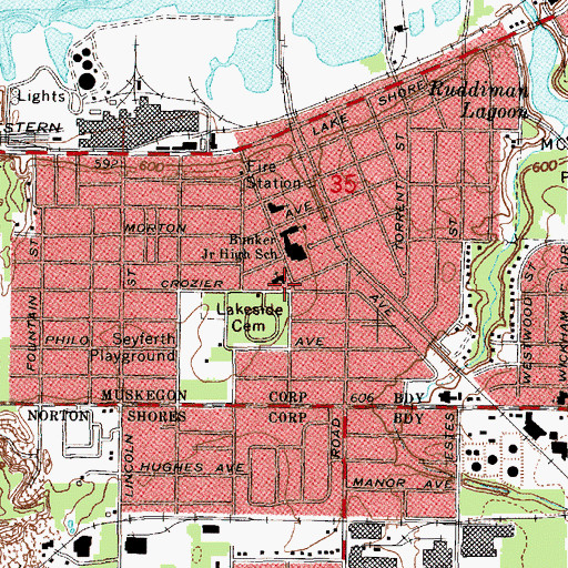 Topographic Map of Lakeside United Methodist Church, MI