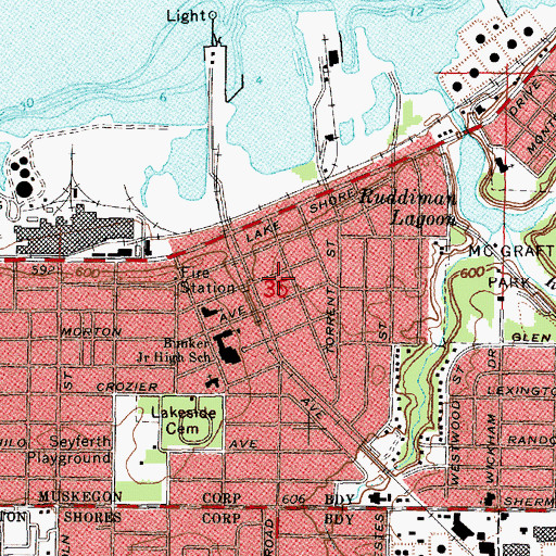 Topographic Map of Lakeside Assembly of God Church, MI
