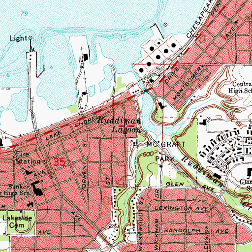 Topographic Map of Unity Church of Muskegon, MI