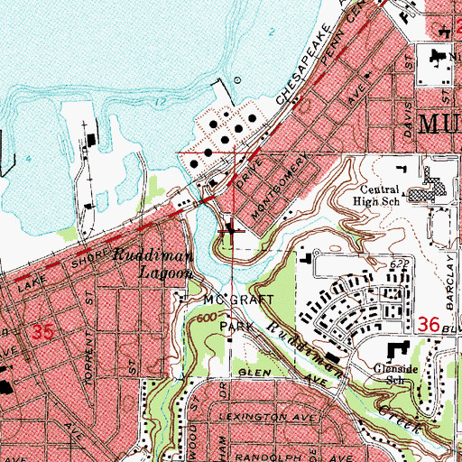 Topographic Map of McGraft Memorial Congregational Church, MI