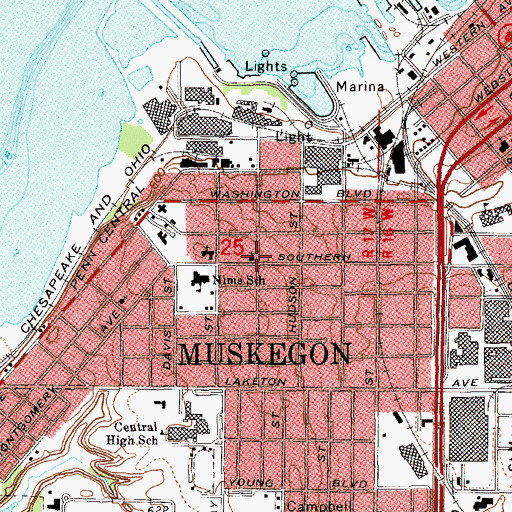 Topographic Map of Olivet Evangelical Free Church, MI