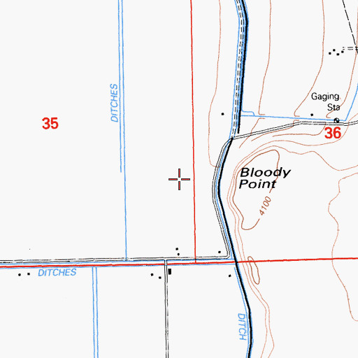 Topographic Map of Bloody Point, CA