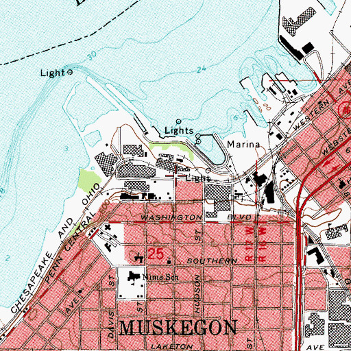 Topographic Map of Shoreline Community Church, MI