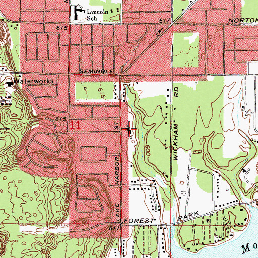Topographic Map of Mona Shores Baptist Church, MI