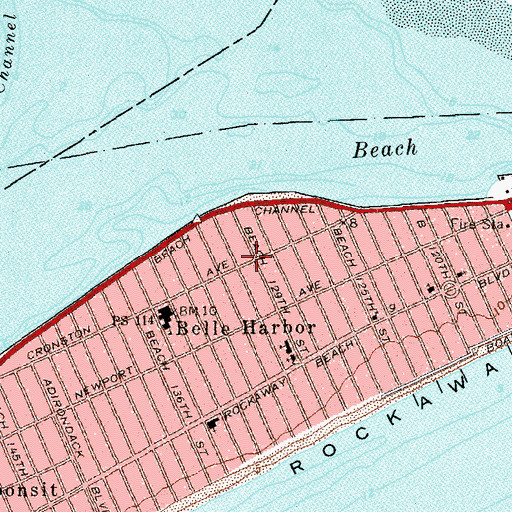 Topographic Map of Merkaz Hatorah of Belle Harbor, NY