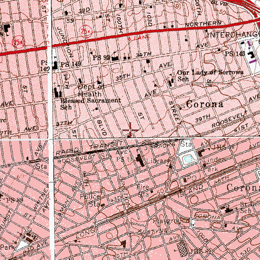 Topographic Map of School of Metamorphosis, NY