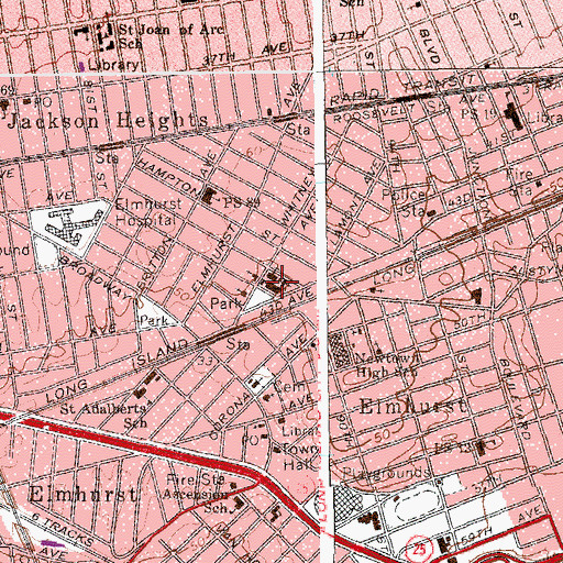 Topographic Map of Saint Bartholomew School, NY