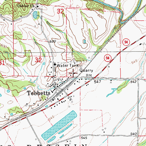 Topographic Map of Tebbetts School (historical), MO