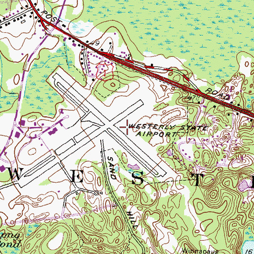Topographic Map of Westerly Naval Auxiliary Air Station (historical), RI