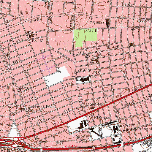 Topographic Map of Solomon Schechter School of Queens, NY