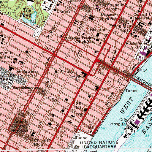 Topographic Map of Eastside Cinema (historical), NY