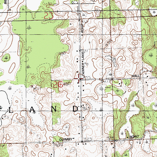 Topographic Map of Tanner Cemetery, MI