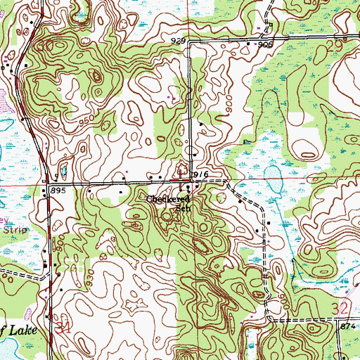 Topographic Map of Checkered Cemetery, MI