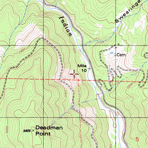Topographic Map of Blue Bar Mine, CA