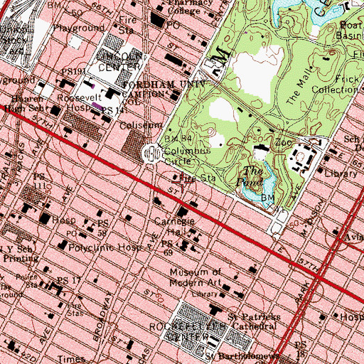 Topographic Map of Elysee Theatre (historical), NY