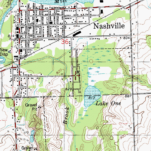 Topographic Map of Nashville Cemetery, MI