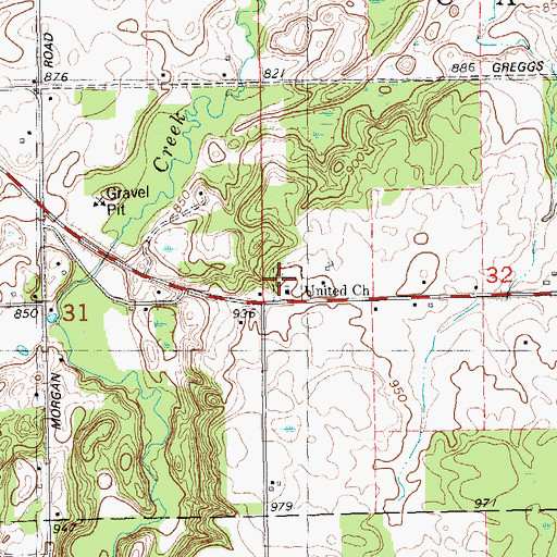 Topographic Map of Barryville Cemetery, MI