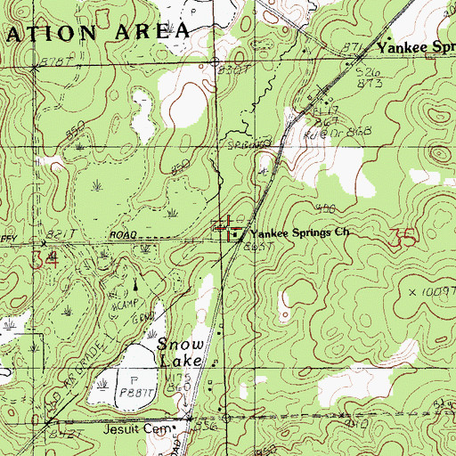Topographic Map of Yankee Springs Cemetery, MI
