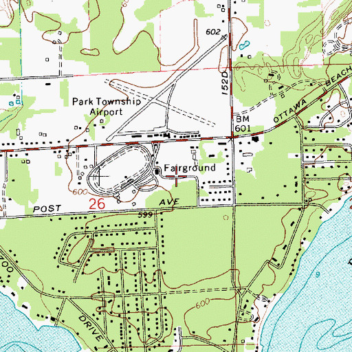 Topographic Map of Ottawa County Fairgrounds, MI