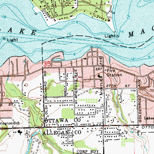 Topographic Map of Lakeview Park, MI