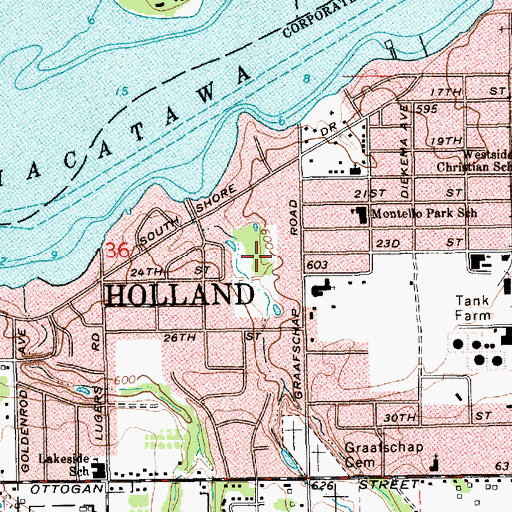 Topographic Map of DeGraaf Nature Center, MI