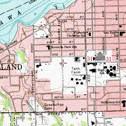 Topographic Map of Holland West Middle School, MI