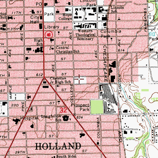Topographic Map of College Avenue Park, MI