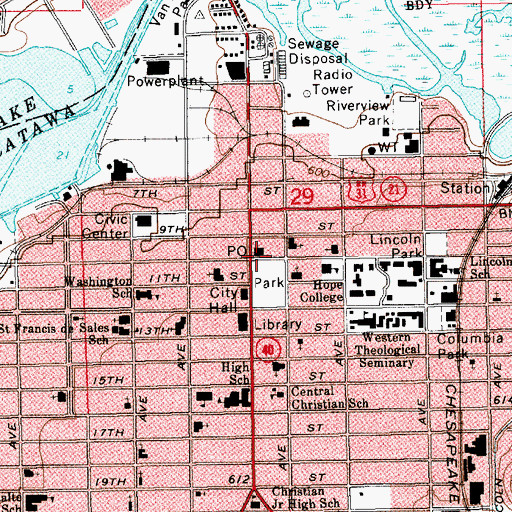 Topographic Map of Holland Museum, MI