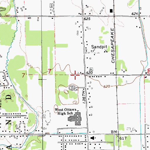 Topographic Map of Pine Creek Elementary School, MI
