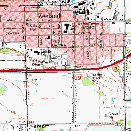 Topographic Map of Hoagland Park, MI