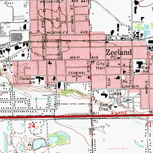 Topographic Map of Lawrence Park, MI