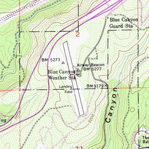 Topographic Map of Blue Canyon Weather Station, CA