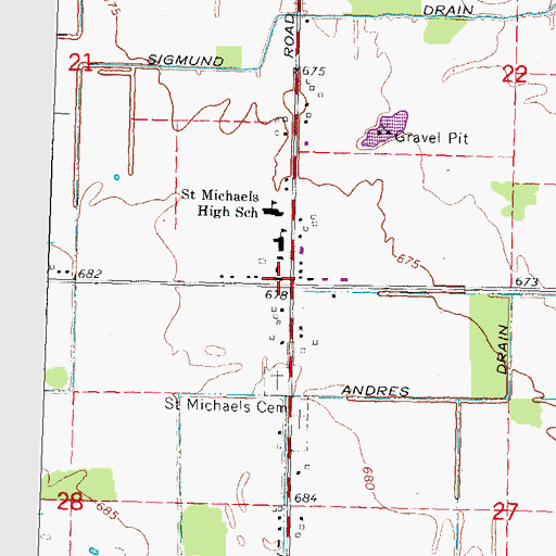 Topographic Map of Saint Michael Church, MI
