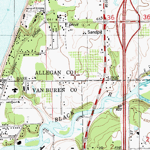 Topographic Map of Baseline Middle School, MI