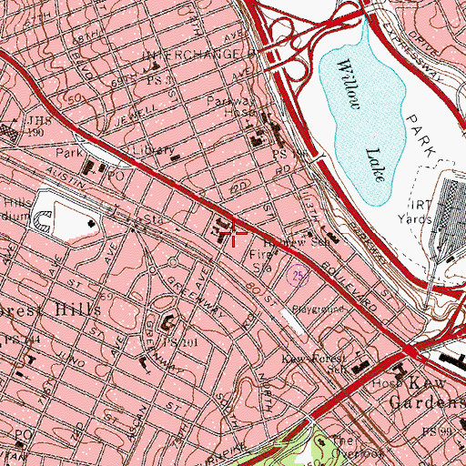 Topographic Map of Our Lady Queen of Martyrs School, NY
